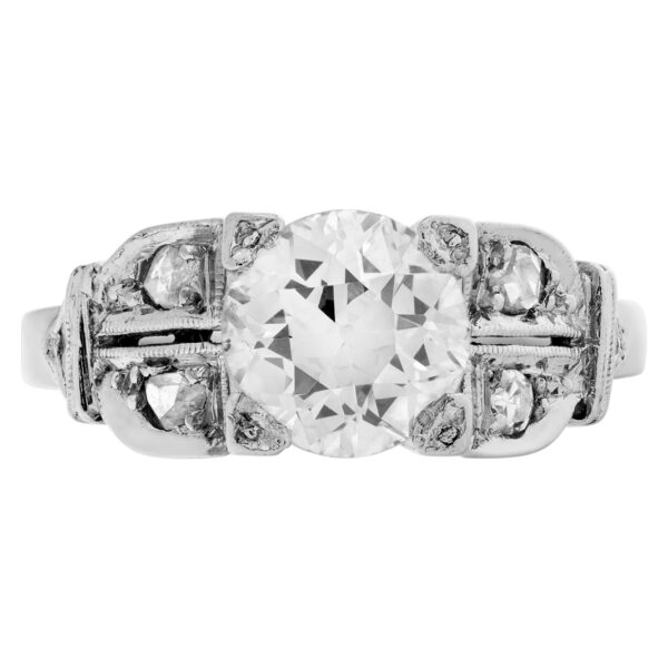 Vintage diamond platinum ring with central diamond app. 1.20 carats (I-J, SI1)