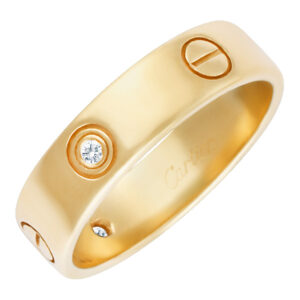 Cartier Love Ring In 18k Yellow Gold With 3 Diamonds Size 61