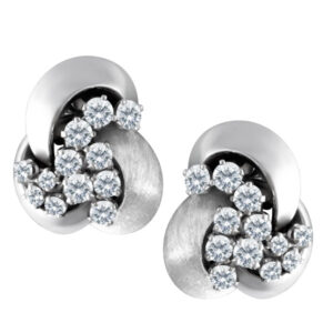 Beautiful diamond earrings with over 1.o cts in diamonds set in swirel 14k white gold. Made in Italy