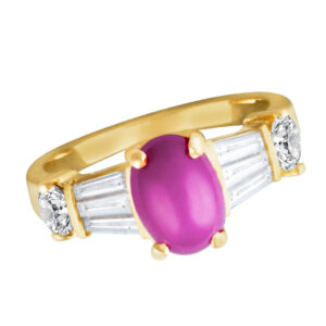 Pink star sapphire ring in 14k