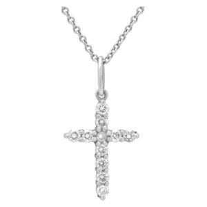 Tiffany & Co diamond cross pendant necklace in platinum