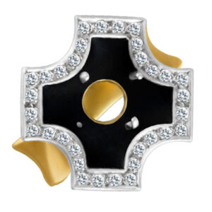 Black enamel Maltese cross design setting in 18k with 0.50 carats in diamonds