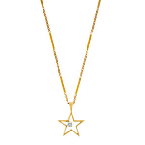 Star necklace with diamond center in 14k