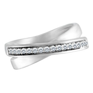 Crossover diamond ring in 18k white gold; size  5