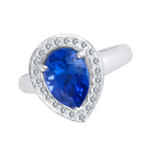 Tanzanite and diamond ring in 18k white gold