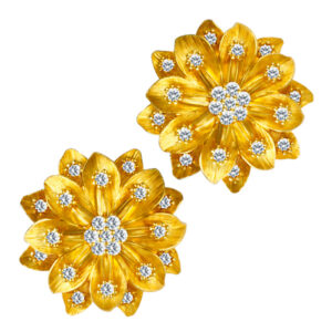 18k yellow gold and diamond earrings