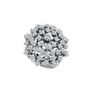 Diamond cluster ring in 18k white gold. 2.00 carats in diamonds. Size 6.5.