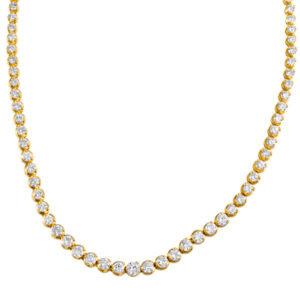 Graduated Diamond Line Necklace in 18k with approx. 7 carats in round brilliant diamonds.16.5" long