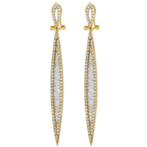 Elongated diamond earrings in 18k yellow gold