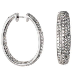 Oblong pave diamond hoops