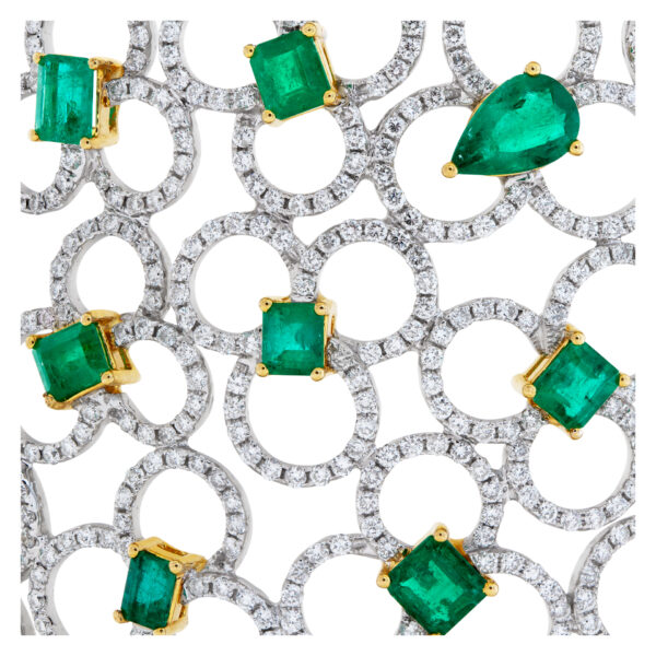 Emerald and diamond cuff 18k white gold. 21.24 carats in Diamonds, 16.80 carats in emeralds.