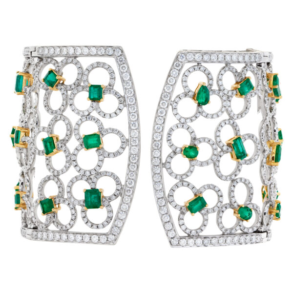 Emerald and diamond cuff 18k white gold. 21.24 carats in Diamonds, 16.80 carats in emeralds.