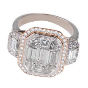 Simon G Mosaic ring in 18k white & rose gold. 4.85 carat total weight