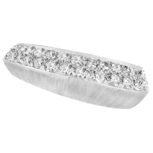 Domed diamond ring in 18k matte white gold. 1.00 carats in diamonds. Size 6