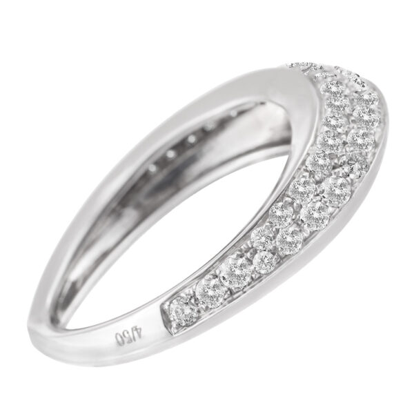 Domed diamond ring in 18k matte white gold. 1.00 carats in diamonds. Size 6