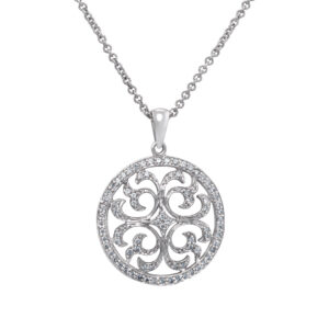 Diamond circle necklace in 14k white gold