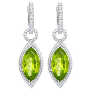 Drop peridot earrings in 18k white gold