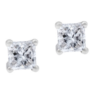 GIA Certified Princess Cut Diamond Studs ( J color, SI12 clarity)