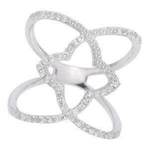 Dazzling 18k white gold pave diamond ring. 0.58cts in white clean diamonds