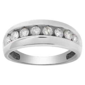 Mens ring in 14k white gold. 1.00 carat in diamonds. Size 11.