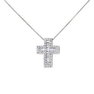 Gabriel & Co. diamond cross pendant in 14k white gold