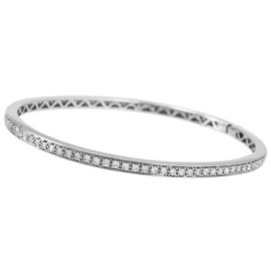 Gorgeous slim 18k white gold diamond infinity bangle bracelet