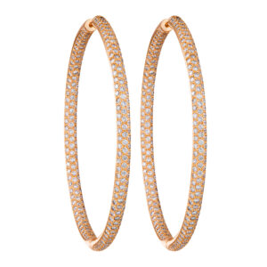 High fashion warm large diamond hoops with 9.34 cts in 18k rose gold