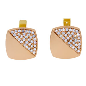 Striking square 18k yellow gold cufflinks with pave set diamonds 1.07 carats