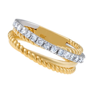 Modern & stylish crossover in 18k white & yellow diamond band with 0.44 carats