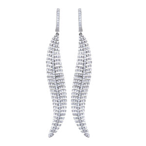 Diamond leaf earrings in white gold