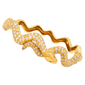 Sazingg 18k serpent bangle with app. 3 carats in diamonds