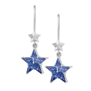 Blue sapphire star drop earrings