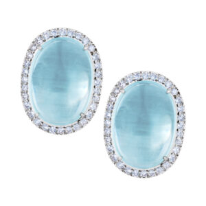 Aquamarine and diamond earrings set in 18k white gold