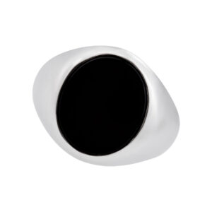 Simple & handsome Onyx great pinky ring 18k white gold