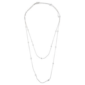 14K White gold necklace with the diamonds by the yard