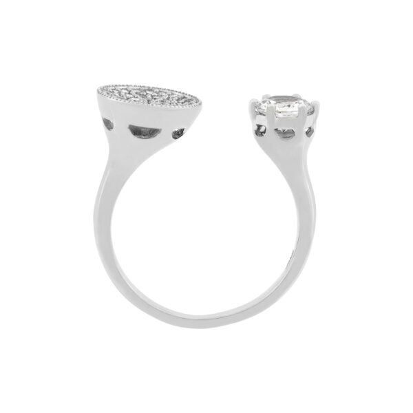 Pave Diamond and white sapphire ring set in 18k white gold. Size 5.75