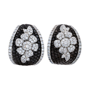 Giorgio Visconti black and white diamond huggie earrings. 4.00 carats