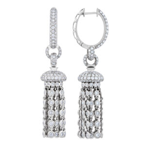 Ladies diamond tassel earrings set in 18 k white gold