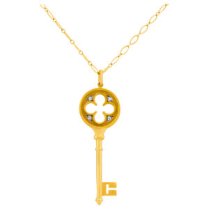 Tiffany & Co Key pendant in 18k yellow gold w/ 30 inch Tiffany chain