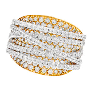 Pave diamond ring in 18k yellow & white gold