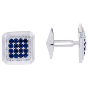 Diamond and sapphire cufflinks in 18k white gold