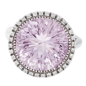 Amethyst and diamond cocktail ring 18k white gold