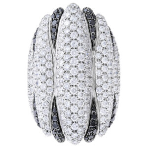 Stylish 18k white gold black and white diamond designer ring by Palmiero J.D.