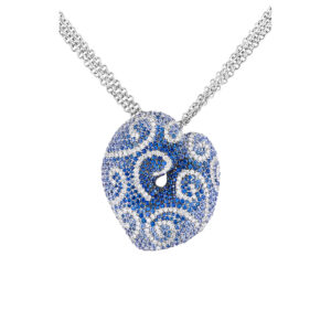 Glamorous heart diamond and Sapphire necklace