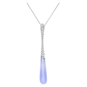 Stunning Stefan Hafner drop powder blue chalcedony pendant with diamonds