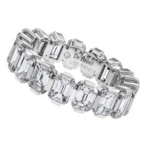 De Beers emerald cut eternity band in platinum, 7.22 carats