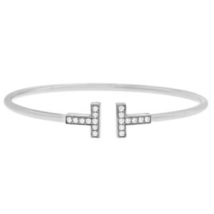 Tiffany & Co T bangle with diamonds in 18k white gold