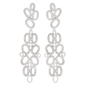 Pave diamond dangling earrings in 18k white gold