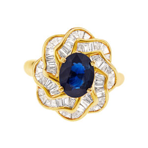 Sapphire & diamond ring in 18k