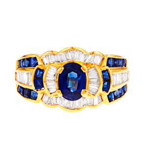 Sapphire and diamond ring in 18k